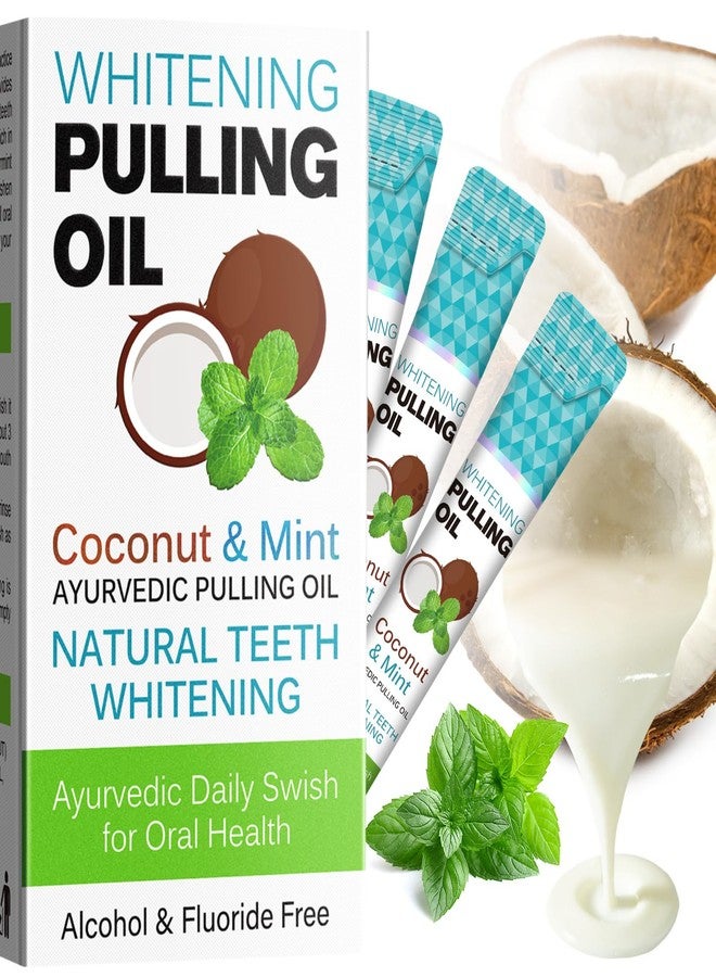 SDJUFEI Coconut Pulling Oil, Oil Pulling Travel Sachets 20Pcs, Mint Oil Pulling Mouthwash for Teeth Travel Sizes, Natural Coconut Oil Pulling with Coconut & Peppermint Oil-Mouthwash - Image 1